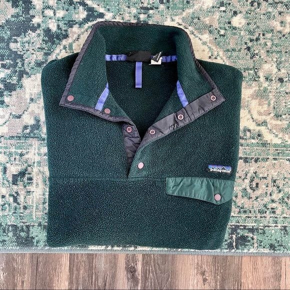 Patagonia Other - Vintage Patagonia Synchilla T Snap Fleece Jacket Forest Green & Purple Large